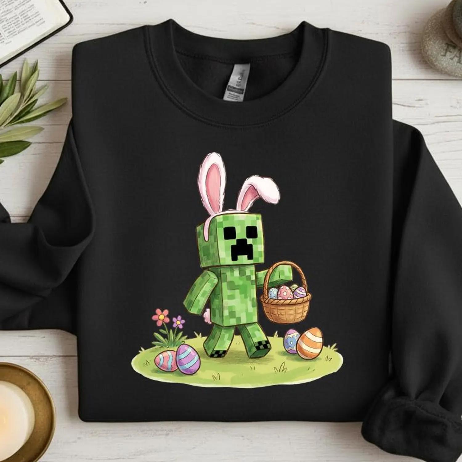 Easter Pixel Gamer Bunny Gaming Shirt, Pixel Art Rabbit And Easter Eggs